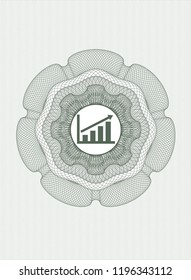 Green linear rosette with growth chart icon inside