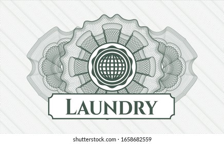 Green linear rosette with international icon and Laundry text inside