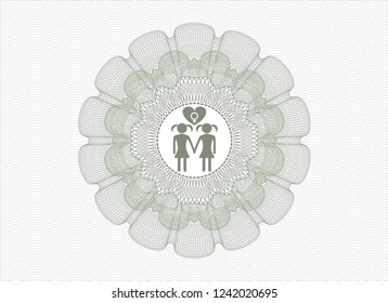 Green linear rosette with lesbian love icon inside