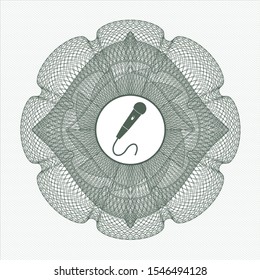 Green linear rosette with microphone icon inside