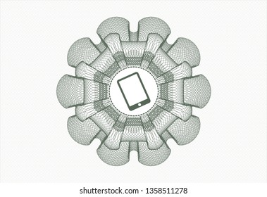 Green linear rosette with mobile phone icon inside
