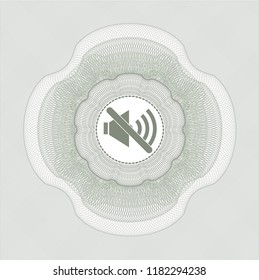 Green linear rosette with mute icon inside