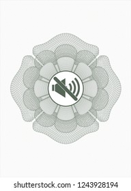 Green linear rosette with mute icon inside