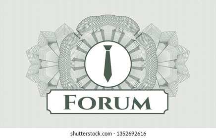 Green linear rosette with necktie icon and Forum text inside