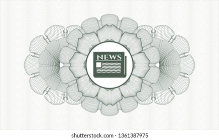 Green linear rosette with newspaper icon inside