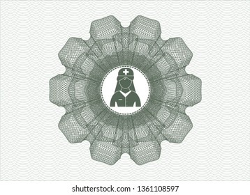 Green linear rosette with nurse icon inside