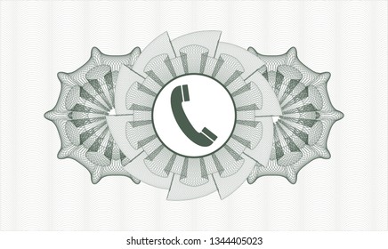 Green linear rosette with old phone icon inside