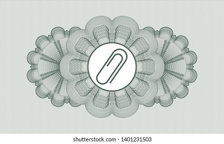Green linear rosette with paper clip icon inside