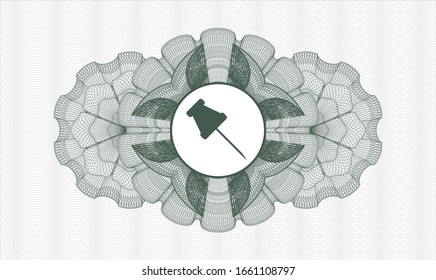 Green linear rosette with paper pin icon inside