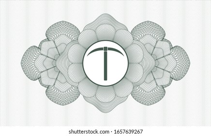 Rosette lineal verde con icono pickaxe dentro