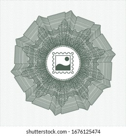 Green linear rosette with picture icon inside