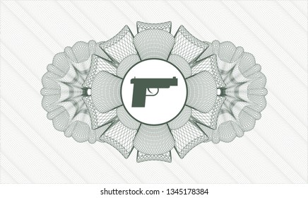 Green linear rosette with pistol icon inside