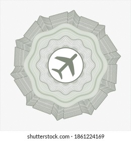 Green linear rosette. with plane icon inside