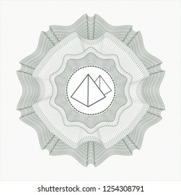 Green linear rosette with pyramids icon inside