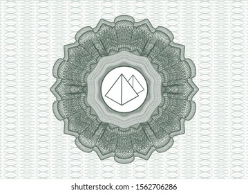 Green linear rosette with pyramids icon inside