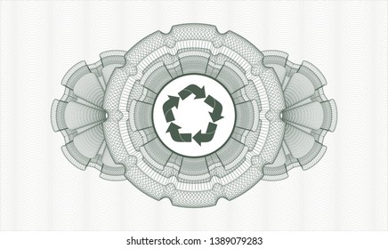 Green linear rosette with recycle icon inside
