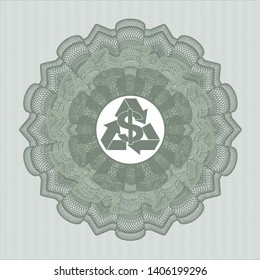Green linear rosette with recycling business icon inside
