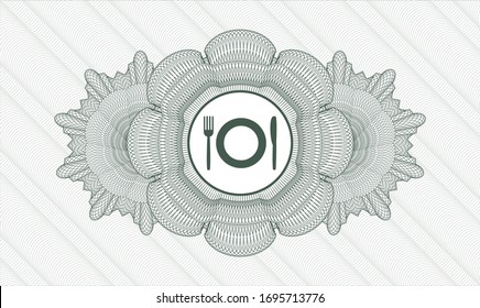 Green linear rosette with restaurant icon inside
