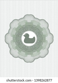Green linear rosette with rubber duck icon inside