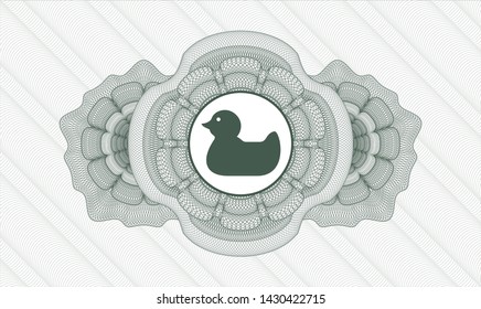 Green linear rosette with rubber duck icon inside