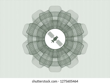 Green linear rosette with satelite icon inside