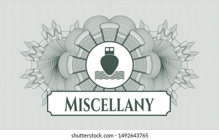 Green linear rosette with ship icon and Miscellany text inside