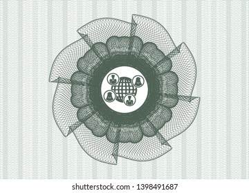 Green linear rosette with social network icon inside