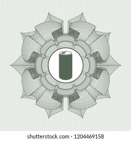 Green linear rosette with soda can icon inside