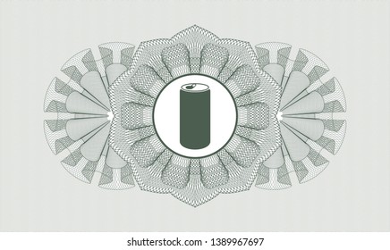 Green linear rosette with soda can icon inside