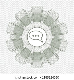 Green linear rosette with speech bubble icon inside