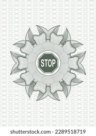 Green linear rosette. with stop icon inside