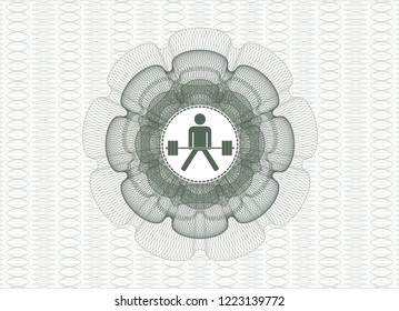 Green linear rosette with sumo deadlift icon inside