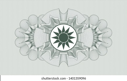 Green linear rosette with sun icon inside