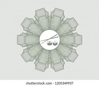 Green linear rosette with sushi icon inside