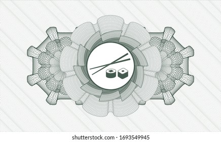 Green linear rosette with sushi icon inside