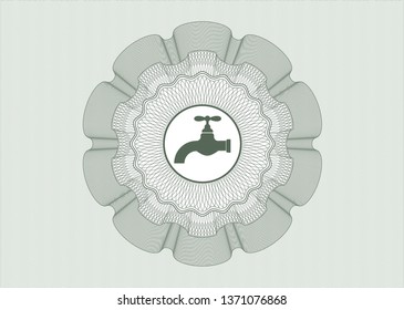 Green linear rosette with tap icon inside