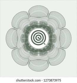 Green linear rosette with target, business icon inside