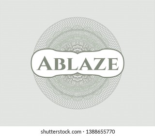 Green linear rosette with text Ablaze inside