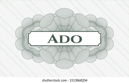 Green linear rosette with text Ado inside