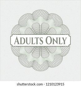 Green linear rosette with text Adults Only inside