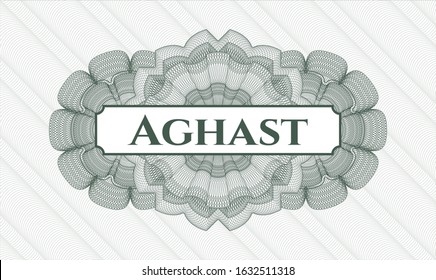 Green linear rosette with text Aghast inside