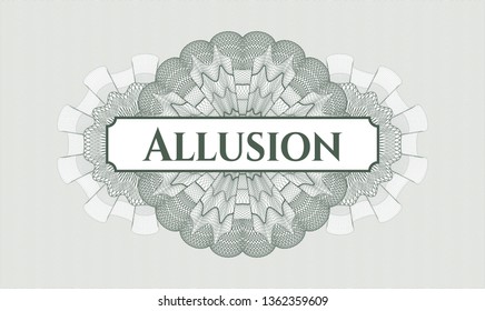 Green linear rosette with text Allusion inside