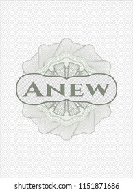 Green linear rosette with text Anew inside