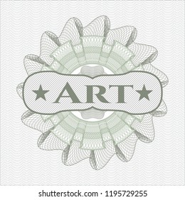 Green linear rosette with text Art inside