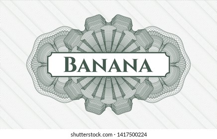 Green linear rosette with text Banana inside