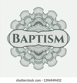 Green linear rosette with text Baptism inside
