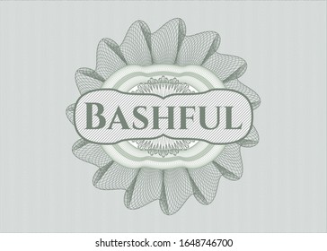 Green linear rosette with text Bashful inside