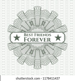 Green linear rosette with text Best Friends Forever inside