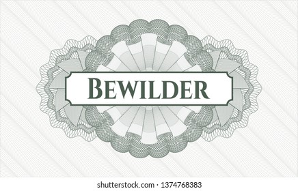Green linear rosette with text Bewilder inside