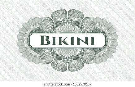 Green linear rosette with text Bikini inside